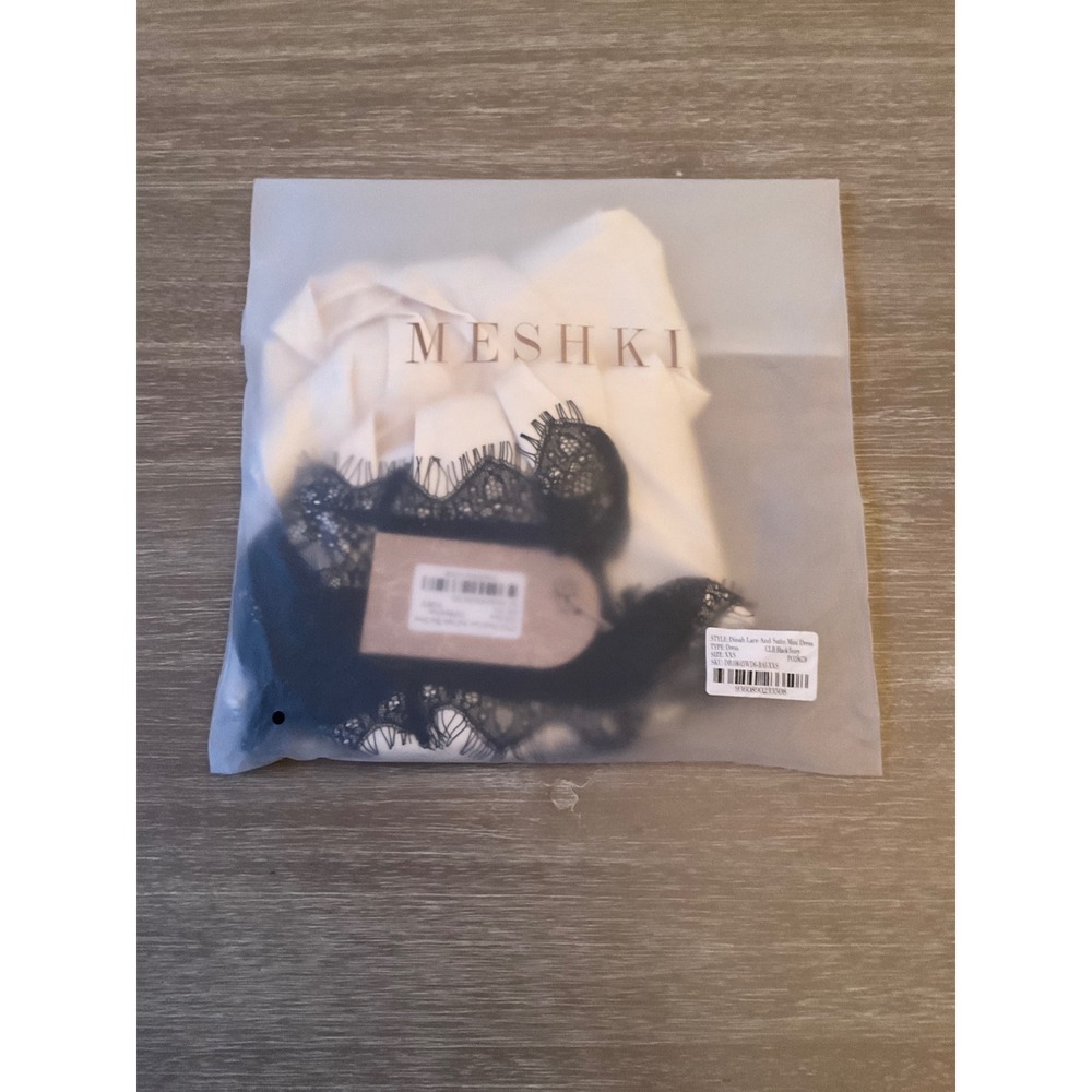Meshki Dinah Lace and Satin Mini Dress Black Ivory XXS New With Tags - Picture 4 of 6
